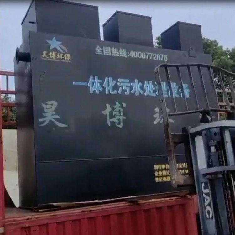 江蘇常熟育才學校2.5-1-2米MBR一體化污水處理設備到貨吊裝就位